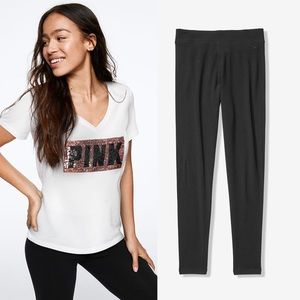 ✨ Pink V Neck Tee Shirt and Leggings